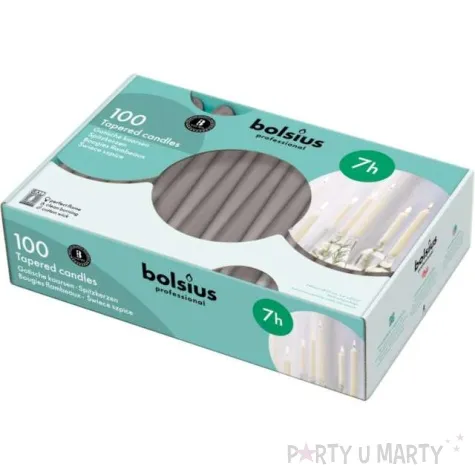 swieca stozkowa classic szare bolsius 24cm x 100szt