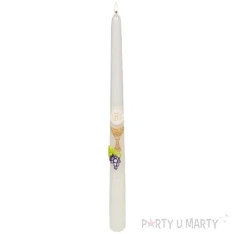 swieca stozkowa komunijna z hostia ihs biala adpal 29 cm