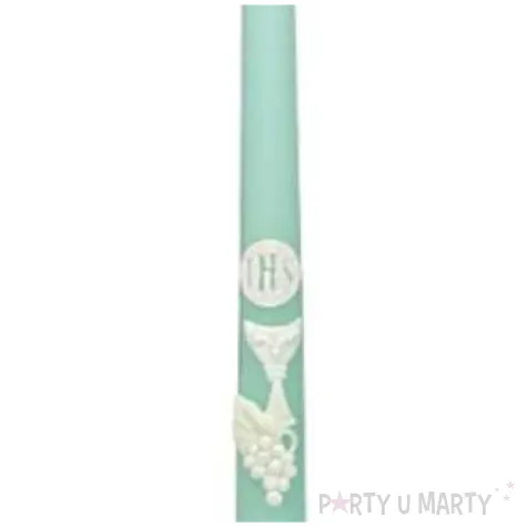 swieca stozkowa komunijna z hostia ihs mietowa adpal 29 cm