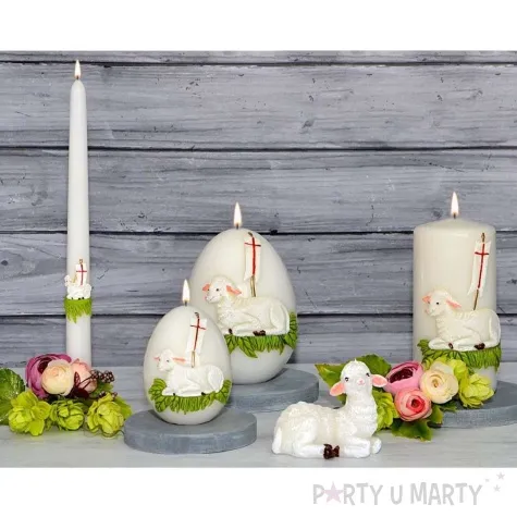 swieca stozkowa wielkanoc baranek paschalny zolta adpal 29 cm