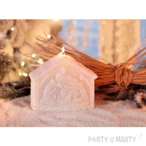 swieca szopka bozonarodzeniowa biala bartek candles 115 130 mm