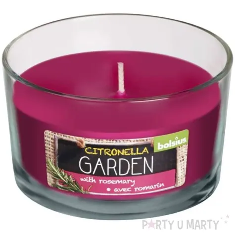 swieca w szkle cytryna z rozmarynem bordowa bolsius 62 106 mm