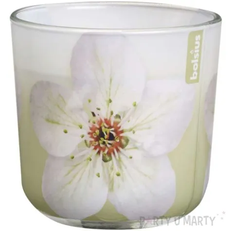 swieca w szkle kwiat magnolia biala bolsius 78 mm