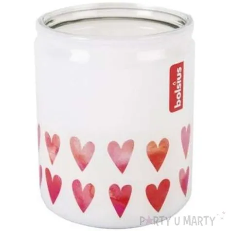 swieca w szkle serce w szkle biala bolsius 82 mm