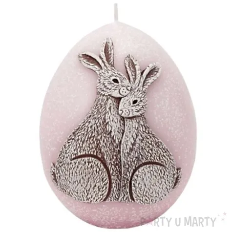 swieca wielkanoc jajko z zajaczkami rozowa bartek candles 100 mm