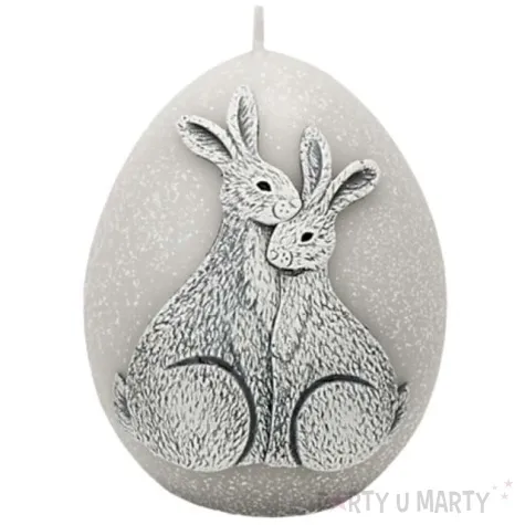 swieca wielkanoc jajko z zajaczkami szara bartek candles 100 mm