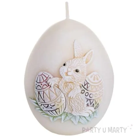 swieca wielkanoc jajko z zajaczkiem kosc sloniowa bartek candles 100 mm