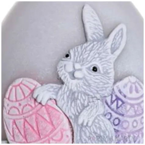 swieca wielkanoc jajko z zajaczkiem szaro rozowa bartek candles 100 mm