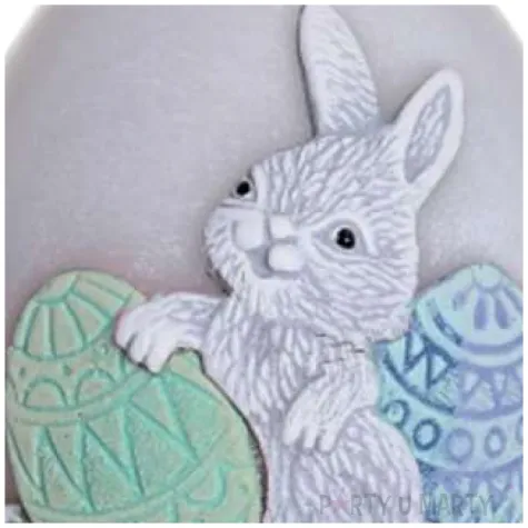 swieca wielkanoc jajko z zajaczkiem szaro zielona bartek candles 100 mm 4 szt