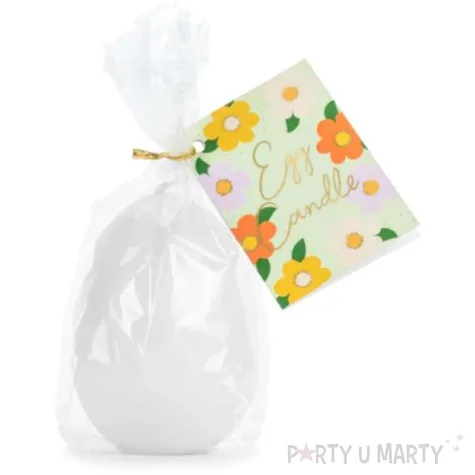 swieca wielkanoc pastelowe jajko biala partydeco 100 mm