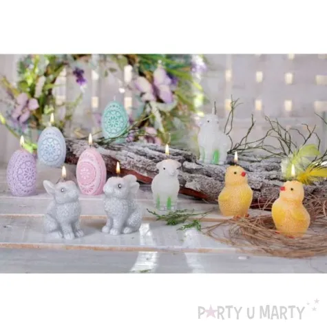 swieca wielkanoc pisanka azurowe serca niebieska bartek candles 75 mm