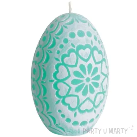 swieca wielkanoc pisanka azurowe serca turkusowa bartek candles 75 mm