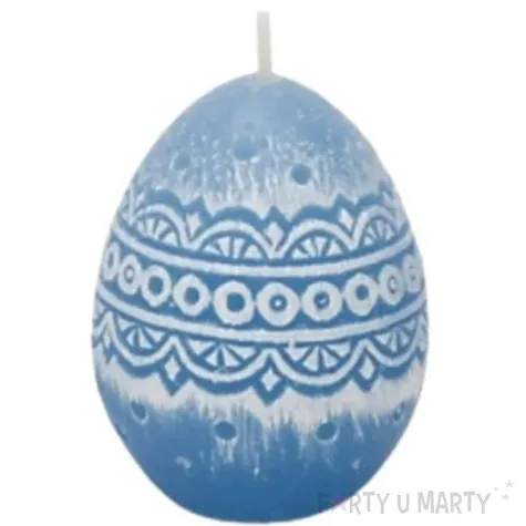 swieca wielkanoc pisanka koronkowa niebieska bartek candles 50 mm