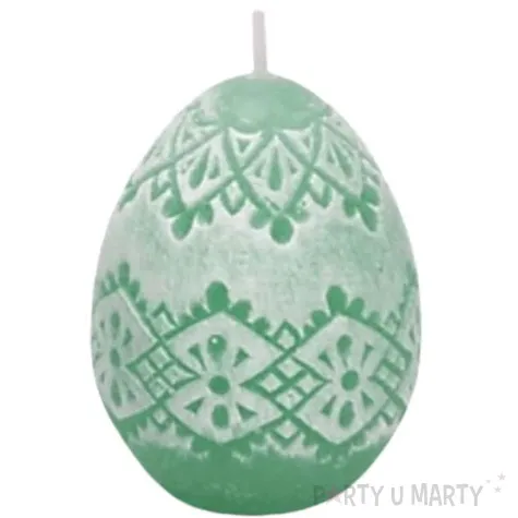 swieca wielkanoc pisanka koronkowe romby zielona bartek candles 50 mm