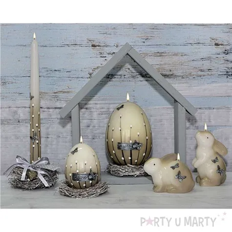 swieca wielkanocna zajac siedzacy bialo brazowa adpal