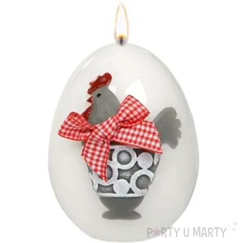 swieca wielkanocne jajko kokoszka biala adpal 90 70 mm