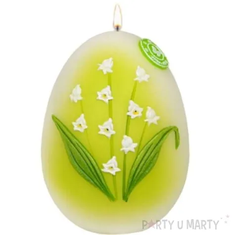 swieca wielkanocne jajko konwalia bialo zielona adpal 140 100 mm