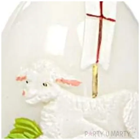 swieca wielkanocne jajko z barankiem biala adpal 9cm