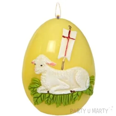 swieca wielkanocne jajko z barankiem zolta adpal 9cm