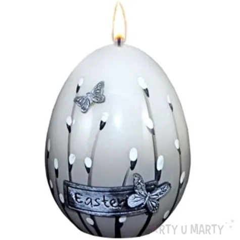 swieca wielkanocne jajko z baziami szara adpal 9cm