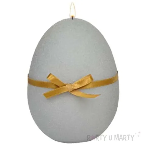 swieca wielkanocne jajko z kokardka szara adpal 14cm
