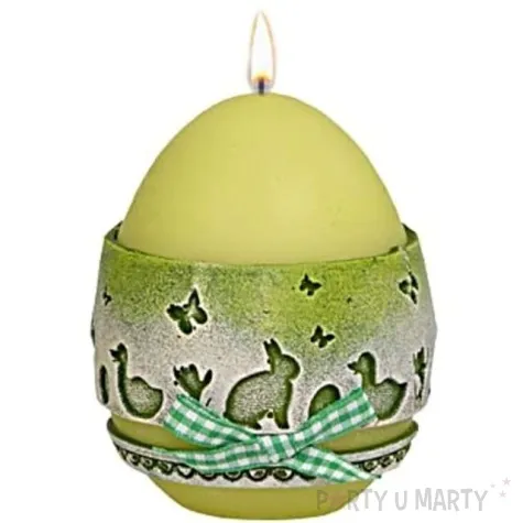 swieca wielkanocne jajko z koronka zielona adpal 9cm