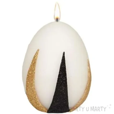 swieca wielkanocne jajko z pasami zloto czarnymi biala adpal 9cm