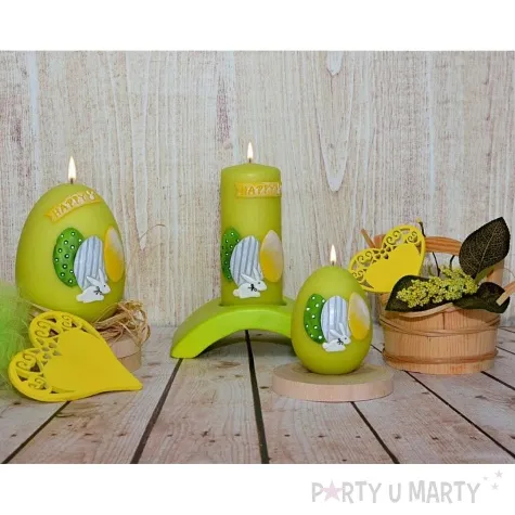 swieca wielkanocne jajko z pisankami zielona adpal 14cm