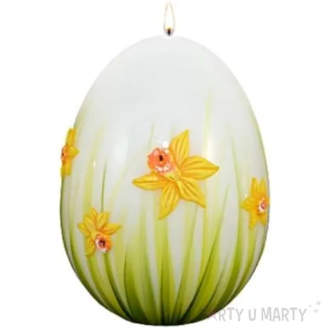 swieca wielkanocne jajko z zonkilem bialo zielone adpal 140 100 mm