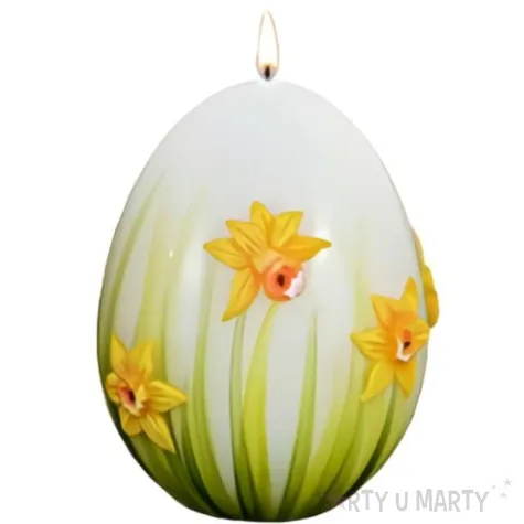 swieca wielkanocne jajko z zonkilem bialo zielone adpal 90 70 mm