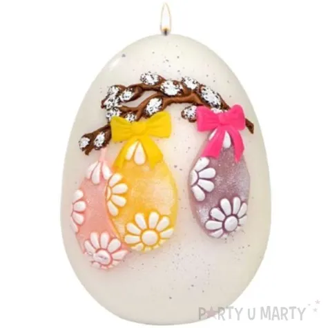 swieca wielkanocne jajko ze stroikiem biale adpal 140 100 mm