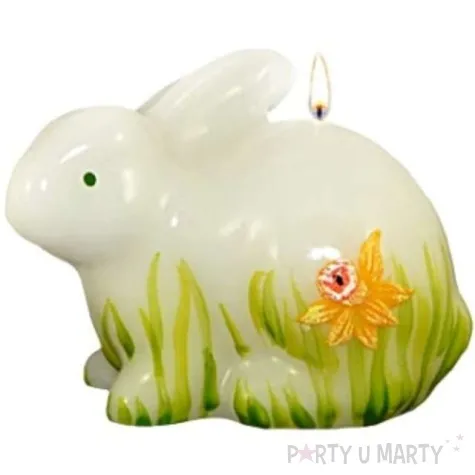 swieca wielkanocny zajac w zonkilach siedzacy biala adpal 100 80 mm