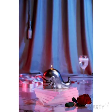 swieca wieloryb metaliczna srebrna ciemna candellana