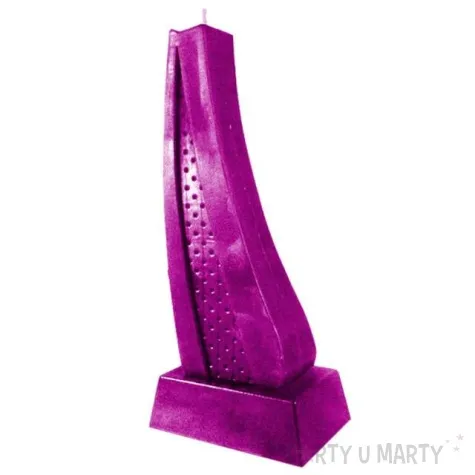 swieca zagiel rozowy metalik candellana 23 x 8 cm