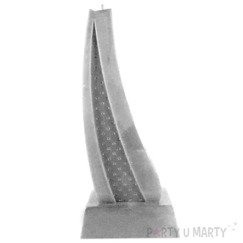 swieca zagiel srebrna candellana 23 x 8 cm