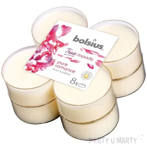 swieca zapachowa romance roza i bursztyn bolsius 8h 8 szt