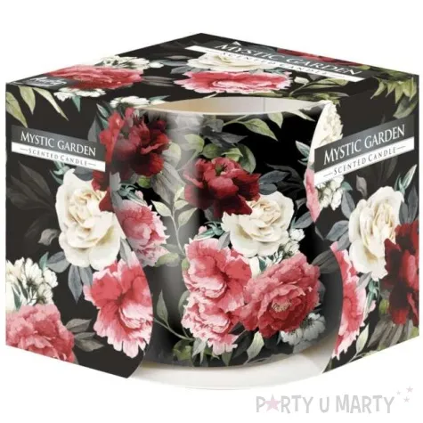 swieca zapachowa w graficznym szkle mistyczny ogrod bispol 7 cm