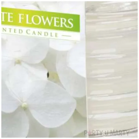 swieca zapachowa w karbowanym szkle biale kwiaty bispol 8 cm