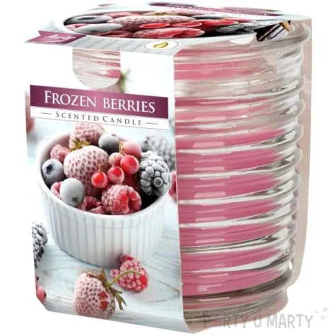 swieca zapachowa w karbowanym szkle mrozna jagoda bispol 8 cm