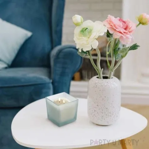 swieca zapachowa w szkle biale kwiaty 2 knoty bispol 80 mm