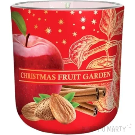 swieca zapachowa w szkle christmas fruit garden jablko cynamon migdal bartek candles 80 90 m