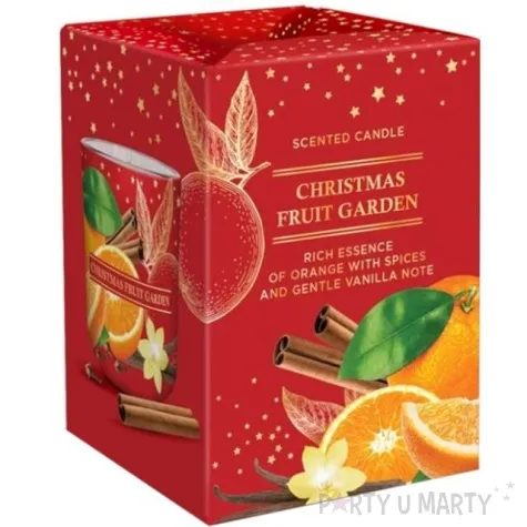 swieca zapachowa w szkle christmas fruit garden pomarancza z wanilia bartek candles 80 90 mm