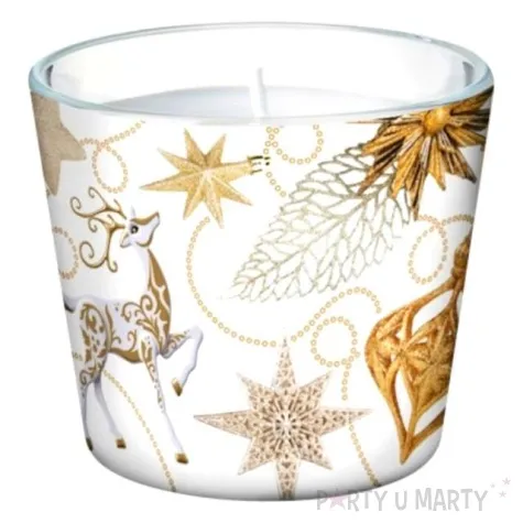 swieca zapachowa w szkle christmas glamour czarujaca biel bartek candles 80 90 mm