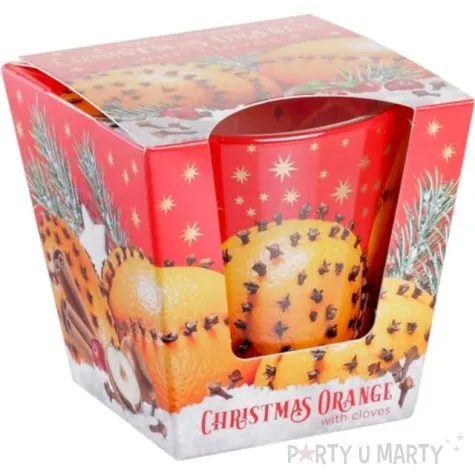swieca zapachowa w szkle christmas orange pomarancza i gozdzik bartek candles 80 90 mm