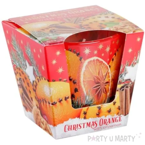 swieca zapachowa w szkle christmas orange pomarancza z cynamonem bartek candles 80 90 mm