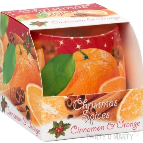 swieca zapachowa w szkle christmas spices pomarancza i cynamon bartek candles 80 mm