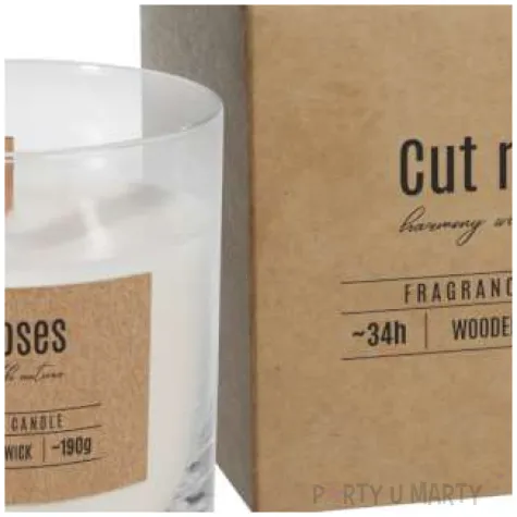 swieca zapachowa w szkle ciete roze sojowa bispol 8 5 x 8 2 cm