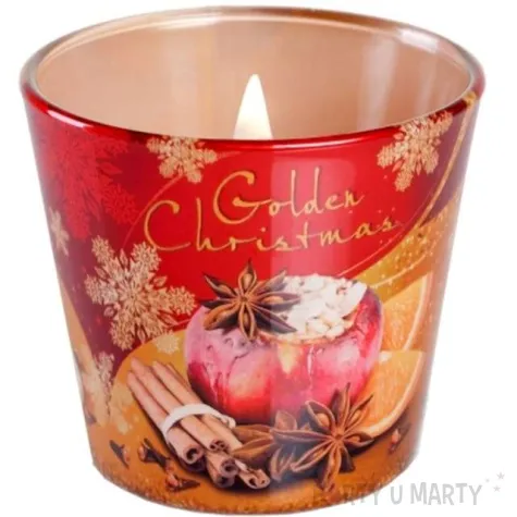 swieca zapachowa w szkle golden christmas jablko z pomarancza bartek candles 80 90 mm