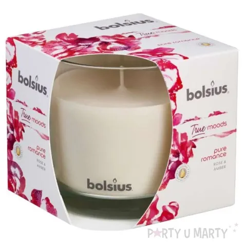 swieca zapachowa w szkle roza i bursztyn bolsius 9 5cm