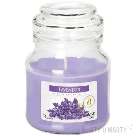 swieca zapachowa w szkle sloiczek lawenda bispol 28 h 10 cm